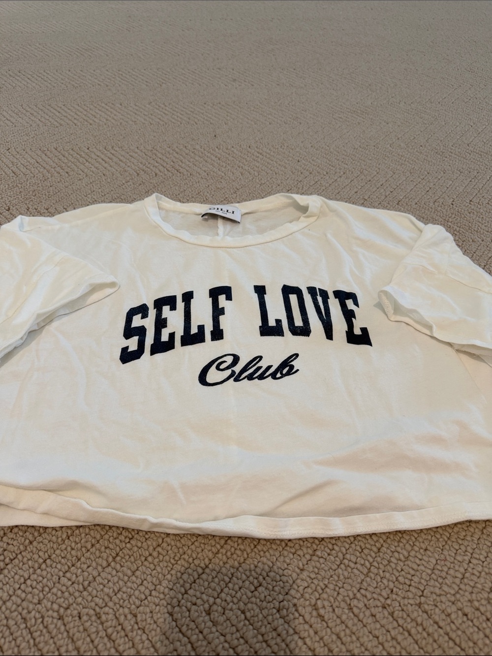 Gilli White Short Sleeve Tee with Navy 'SELF LOVE Club' Graphic